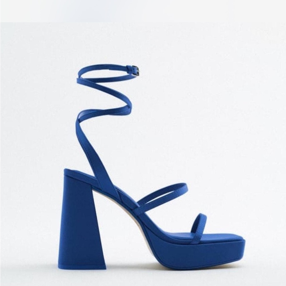 Zara Blue Strappy Platform Heels